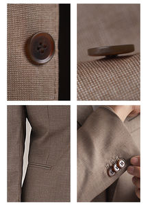 Мужской костюм-двойка из смесовой шерсти без глажки в неаполитанском стиле для повседневной носки, деловых встреч, свадеб и банкетов - Product Image 6