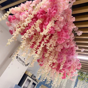 E10 matrimonio finto glicine vite fiore di ciliegio ghirlanda di fiori Stand floreale parete artificiale appeso fiori del soffitto per la decorazione del tetto - Product Image 2