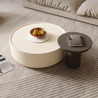 Table basse en bois moderne et élégante avec rangement, surface lisse, design durable, forme irrégulière, meuble de salon, garantie 3 ans