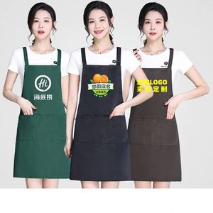 Wsy744 Custom Heavy Duty Baking Cooking Printed Canvas Oxford With Two Pockets Cotton Apron - Product Image 1