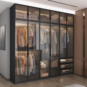 ออกแบบใหม่ที่เรียบง่าย Modular ห้องนอนตู้เสื้อผ้าแผงตู้เสื้อผ้าตู้เสื้อผ้าหรูหรา L รูปร่างมุมตู้เสื้อผ้าเสื้อผ้า - Product Image 4