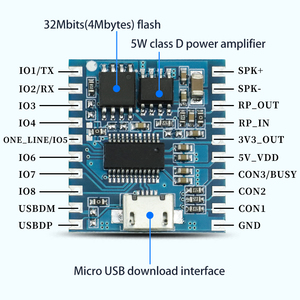 โมดูลเสียง DY-SV19R เครื่องเล่น MP3 ขนาดเล็ก ทริกเกอร์ IO ดาวน์โหลดผ่าน USB โมดูลเสียงแฟลช อัปเกรดจากรุ่น SV17F - Product Image 4