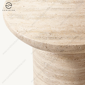 Table basse ronde en travertin de <span class=keywords><strong>style</strong></span> nordique, mobilier moderne en gros, OEM ODM, décoration intérieure - Product Image 5
