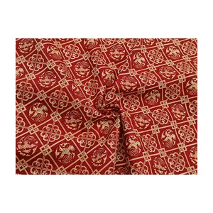 Chinoiserie lucky tecido estampado liso personalizado vermelho tecido 100 algodão leve