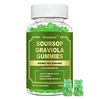 Complément alimentaire en gommes à l'extrait de corossol (graviola) sans sucre, 2000 mg, marque privée OEM, avec vitamine C et zinc pour l'immunité, l'énergie et la digestion