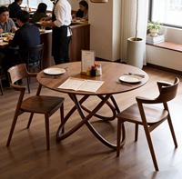 Meilleures ventes - Ensemble de table et de chaises rondes pliantes en bois massif avec dossier et accoudoirs - Design moderne pour l'ameublement de la maison