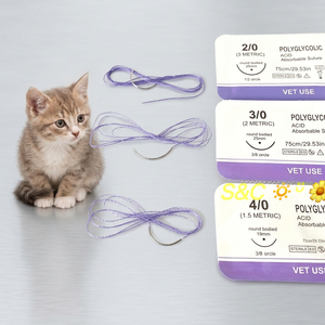 Suturas veterinarias aprobadas por la CE, suministros médicos veterinarios, instrumentos médicos recubiertos de PGA/PDO/seda/nailon/catgut/PGLA/<span class=keywords><strong>PDS</strong></span> - Product Image 4