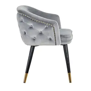 Home furniture Higher Quality light luxury gray velvet fabric chair arm chair for dining room