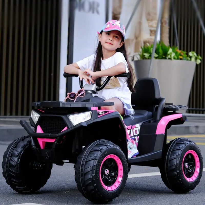 Roze 12V 7a Vierwielaandrijving Atv Kinderen Elektrische Baby Meisje Auto