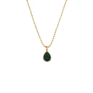 Milskye elegante Smaragd Teardrop grüne Onyx Kugel kette Perlen Kette Halskette