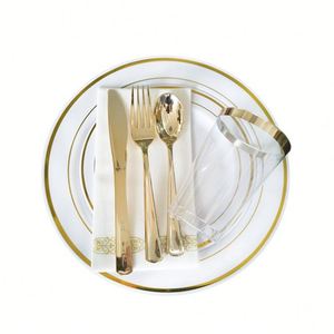 Hot Selling Disposable Dishes & Plates Wedding Decoration & Supplies Gold Rim Dinnerware Set - Product Image 2