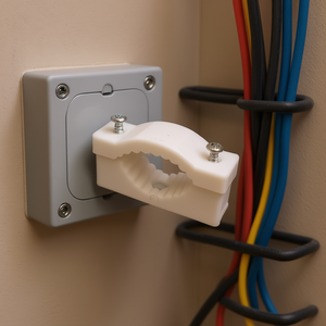 Cable <b>Clamp</b> 55x16x30mm White Plastic Mounting Bracket For Wire Management - Product Image 3