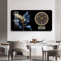Nouvelle Horloge Murale Silencieuse Moderne en Porcelaine Dorée avec Cristaux, Calendrier, Décoration de Luxe pour Restaurant et Maison, Support en Papier