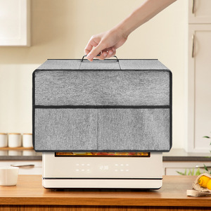 Microwave Oven Dust Cover Gray Fabric Waterproof Kitchen Appliance Protector For Freestanding Use - Product Image 1