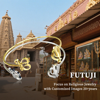 FUTUJI Bracelet hindou en acier inoxydable Modèles de script hindou Processus de coupe Temple hindou pour la maison