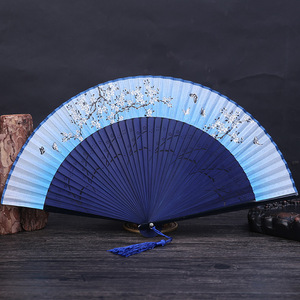 Éventail pliant rétro haut de gamme DIY 42 carreaux motif fleur de cerisier, artisanat <span class=keywords><strong>japonais</strong></span> avec technique de peinture, en bambou - Product Image 2