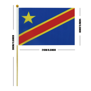 2024 Venta caliente <span class=keywords><strong>de</strong></span> fábrica República Democrática del Congo Poste <span class=keywords><strong>de</strong></span> madera Bandera ondeada a mano para vacaciones generales - Product Image 3