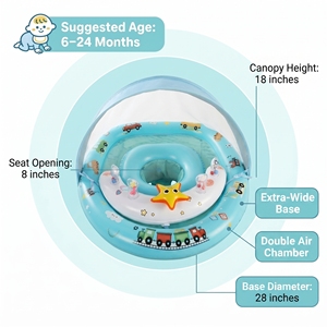 Flotador <span class=keywords><strong>de</strong></span> Piscina para Bebés con Toldo Desmontable, Anillo <span class=keywords><strong>de</strong></span> Natación para Bebés con Doble Cámara <span class=keywords><strong>de</strong></span> Aire, Asiento <span class=keywords><strong>de</strong></span> Piscina - Product Image 3