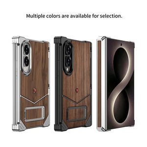 Custom Walnut Wood Back Panel Magnetic Case for Samsung Z Fold 8 Ultra With 360 <b>Ring</b> Stand Aluminum Alloy Frame Shockproof Cover - Product Image 2