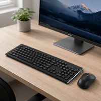 Combo de Teclado y Ratón Inalámbrico 2.4G, Teclado Ergonómico Inalámbrico de Tamaño Completo con 104 Teclas, Juego de Teclado y Ratón para Oficina, Escritorio, Computadora Portátil