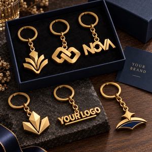 Porte-clés en métal 3D personnalisé en forme de logo d'entreprise en or, porte-clés promotionnel personnalisé, fabrication OEM ODM - Product Image 3