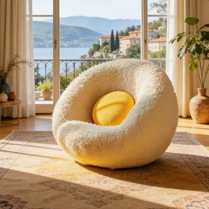 Fauteuil individuel confortable à boules moelleuses, canapé paresseux rond à poils longs, siège de sol créatif pour chambre et balcon - Product Image 6