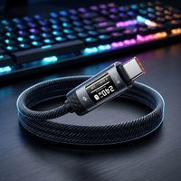 Câble de charge rapide Toocki 240W PD avec écran OLED affichant la tension et le courant en temps réel, type C vers type C, pour téléphone et ordinateur portable