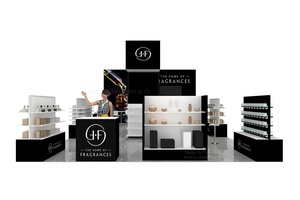 บูธแสดงสินค้าเคลื่อนที่แบบพกพาขนาด 20x30 พร้อมชั้นวางของ ทำจากอลูมิเนียมและผ้า ปรับแต่งสีได้ ติดตั้งง่าย รวดเร็ว - Product Image 4