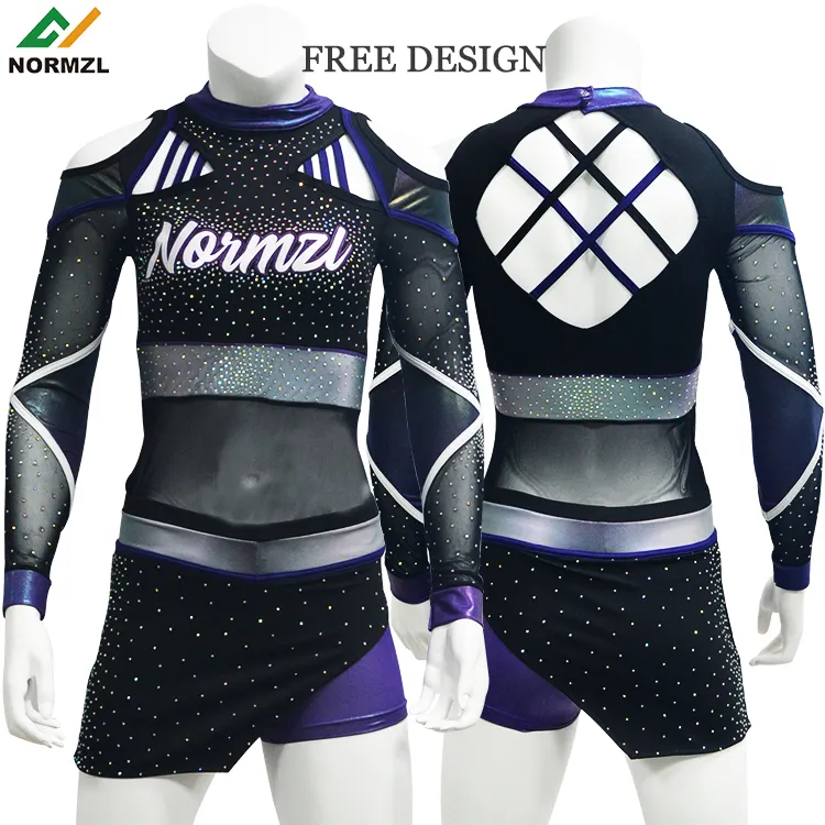 Normzl Custom Cheer Dance Outfit Sublimation Rhinestone Cheerleading Uniforms Sexy Cheerleader Costume