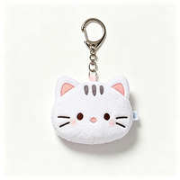 Porte-clés en peluche tête de chat mignon en gros, mini-animaux en peluche doux, breloques de sac, jouets personnalisés en peluche pour cadeau