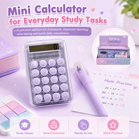 Lot de papeterie fantaisie : Carnet mignon, calculatrice, stylo à bille et notes autocollantes pour le bureau et l'école