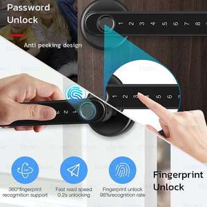 <span class=keywords><strong>Cerradura</strong></span> de Puerta Biométrica de Alta Seguridad con Huella Dactilar, Teclado con Contraseña y Acceso con <span class=keywords><strong>Llave</strong></span> para Puerta <span class=keywords><strong>Interior</strong></span> de Madera para Hogar u Oficina - Product Image 4