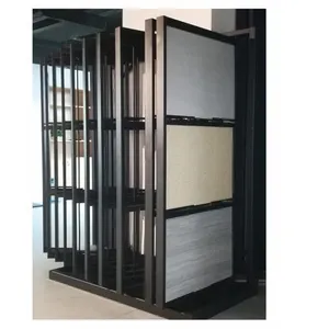 Hot design stock products push and pull display stand tile stone metal rack tile ceramic panel stand for show room