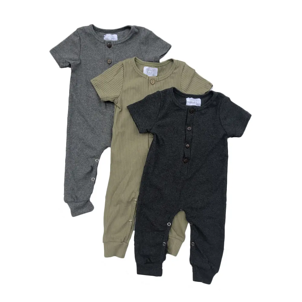 Roupas infantis de primavera e verão, roupas macias e respiráveis de algodão para bebês, recém-nascidos, macacão de algodão com botão, para meninos e bebês, escaladas