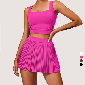 Nouveau soutien-gorge de sport yoga à larges bretelles, séchage rapide, jupe-short deux-en-un avec poches, ensemble de sport et de tennis pour femme - Product Image 2