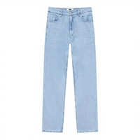 Jean droit décontracté pour homme, patchwork couleurs personnalisées, taille mi-haute, délavage pierre clair, coton adouci, grande taille, coupe ample