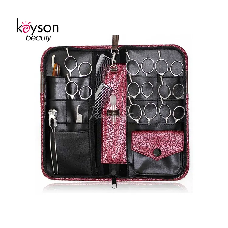 Bolsa de beleza Keyson profissional portátil com zíper e tesoura para cabelo