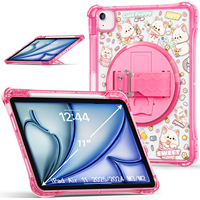 Étui robuste antichoc pour tablette de dessin animé coloré avec dragonne de béquille rotative à 360 ° pour ipad Pro 11 2018