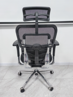 Chaise de bureau de direction moderne à dossier haut, pivotante, en maille et cuir, avec accoudoirs, design ergonomique, hauteur réglable