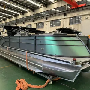 2024 New Model Aluminum Alloy Yachts Manufacturer Party Cruising Pontoon Boat with Motor for Sale