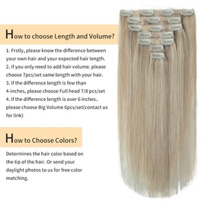 Clip en extensión de cabello Cabello humano Clip natural real en extensión Trama doble 12-24 pulgadas 7PCS Clip Ins para agregar volumen - Product Image 3