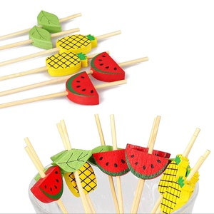 Palitos de bambú decorativos, hojas verdes, piña, sandía - Product Image 3