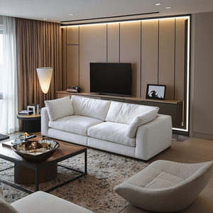 Canapé modulable <span class=keywords><strong>Gongyu</strong></span> GY-SF013 Nordic Cream, lavable, avec rembourrage en éponge amovible, moderne, simple, blanc, 2 ou 3 places, pour salon de villa - Product Image 2