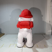 Costume de mascotte de chien pompier gonflable de 2 m, chien blanc en peluche avec casque de pompier rouge, costume de mascotte pour adultes