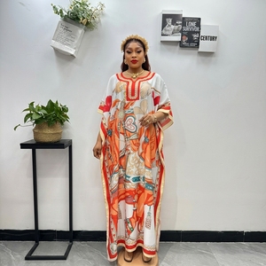 Robe longue décontractée pour femme, style ethnique africain, respirante, à manches courtes, imprimée, en polyester, <span class=keywords><strong>grande</strong></span> <span class=keywords><strong>taille</strong></span>, collection été 2025 - Product Image 1