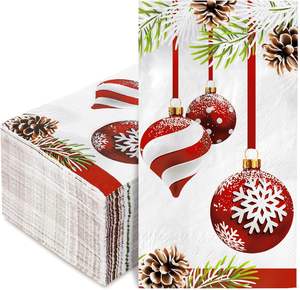 Serviettes de Noël élégantes <span class=keywords><strong>pré</strong></span>-pliées en forme de flocon de neige Serviettes imprimées décoratives jetables pour les fêtes à la maison et les dîners - Product Image 6