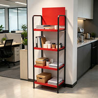 Étagère de rangement métallique autoportante à 4 niveaux pour bureau à domicile, présentoir ouvert pour livres, documents et papeterie