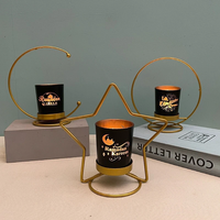 DAMAI Ramadan Gold Moon Metal Candle Holder Medium Size Indoor Decorative Centerpiece for Home and Garden Use