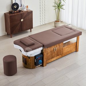 Camilla de Masaje Tailandés con Lavabo de Cerámica para Lavado de Cabello y Pedicura, Cama de Spa con Reposacabezas de Madera y Gabinete de Almacenamiento, Cama Japonesa para Champú de Pies - Product Image 2