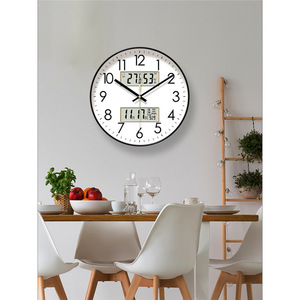 Horloge murale silencieuse ronde analogique, fonctionnant sur piles, décorative pour salon, à quartz, cadran simple face en PVC - Product Image 4